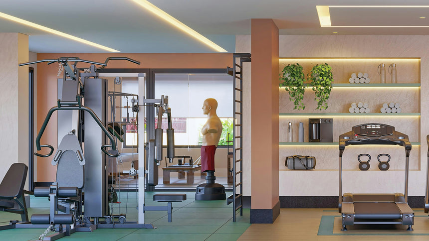 Bright, modern gym with strength and cardio equipment