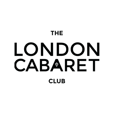 Black text reading 'THE LONDON CABARET CLUB' centered on a plain white background, with a small diamond-like symbol inside the letter A.