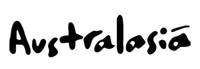 Black cursive script spelling 'Australasia' on a plain white background.