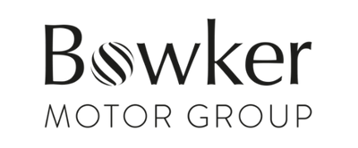 Black text logo reading 'Bowker MOTOR GROUP' on a white background, with the 'o' stylized as a striped circle.