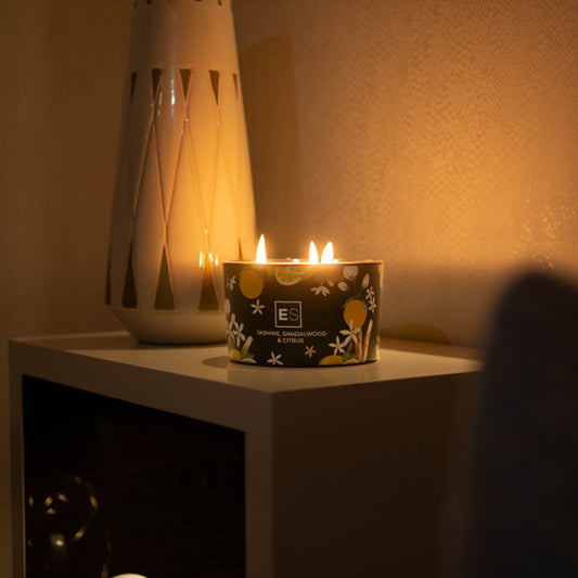 3-Wick Candle: Jasmine, Sandalwood & Citrus