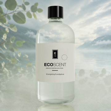 Bottle of Ecoscent product with a natural background