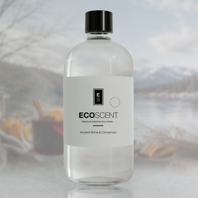 Bottle of Ecoscent product with a blurred background