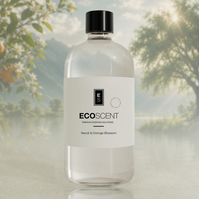 Bottle of Ecoscent product with a natural background
