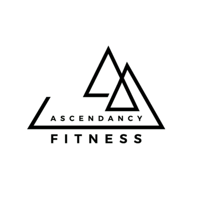 Black logo for Ascendancy Fitness featuring two overlapping geometric triangles above the words 'ASCENDANCY FITNESS' on a plain white background.