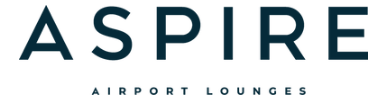 The logo for Aspire Airport Lounges, featuring the word 'ASPIRE' in a bold, dark navy blue sans-serif font, with 'AIRPORT LOUNGES' written in smaller capital letters underneath, all on a solid white background.