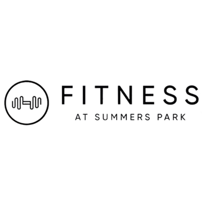 Black logo text reading 'FITNESS AT SUMMERS PARK' with a circular dumbbell icon on a plain white background.