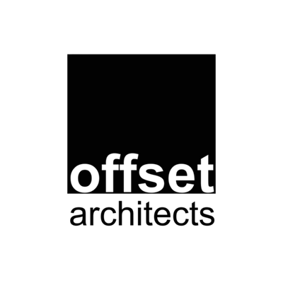 The logo for 'offset architects' featuring a black square with the word 'offset' in white and 'architects' in black, centered on a white background.