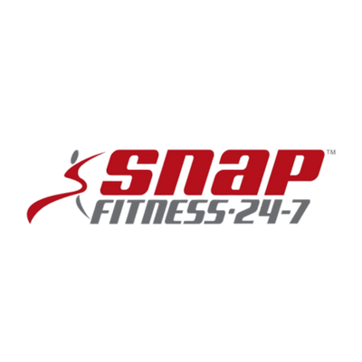 The logo for 'snap FITNESS-24-7' is displayed on a solid white background. The logo features the word 'snap' in bold red letters, accompanied by a red and gray running figure graphic, and 'FITNESS-24-7' written in gray underneath.